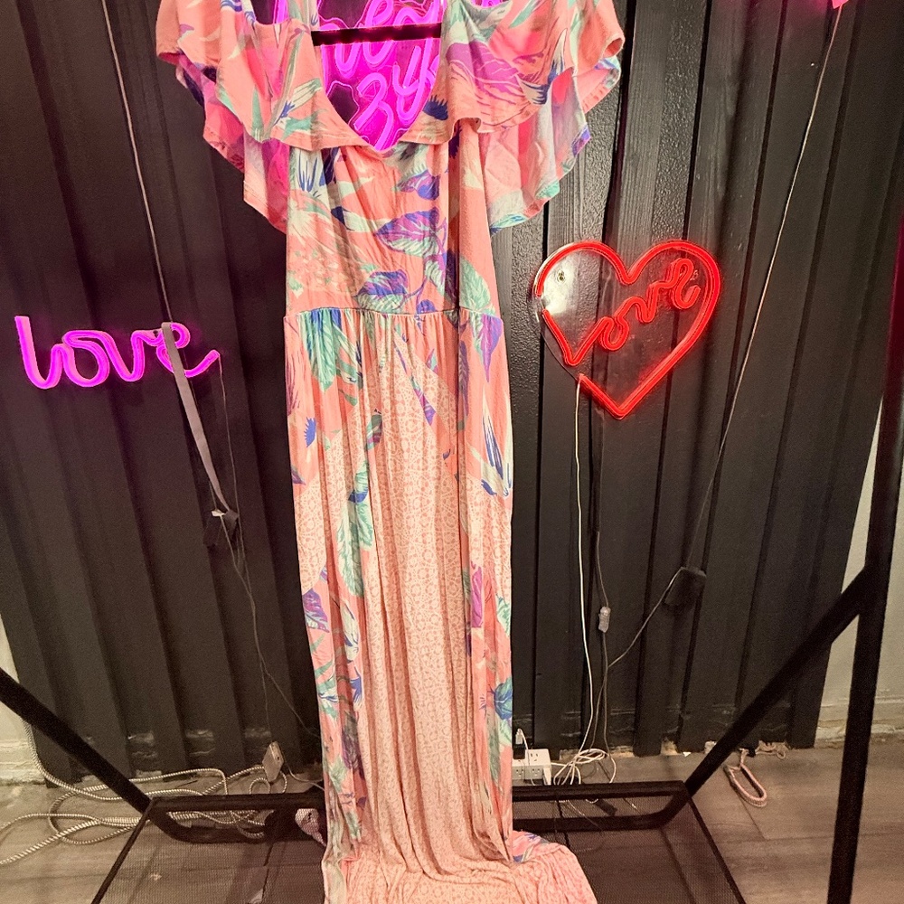 Off the shoulder Soma floral maxi dress Size large - Picture 5 of 5